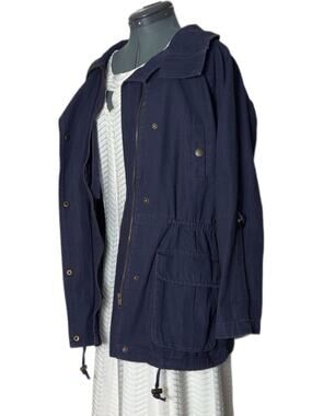 Matty M Navy Blue Anorak Jacket with Drawstring Waist Woman's Size Large